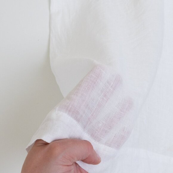 Eskandar Linen Cropped Pants White Wide Leg Elastic Waist Lagenlook Size 1 - Picture 7 of 10